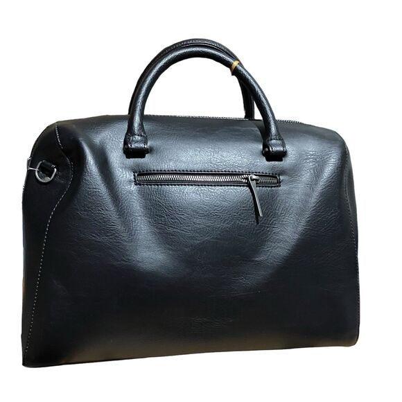 Matt And Nat Vegan Black Leather Boston Bag Travel Satchel Doctor Handbag - Picture 12 of 15